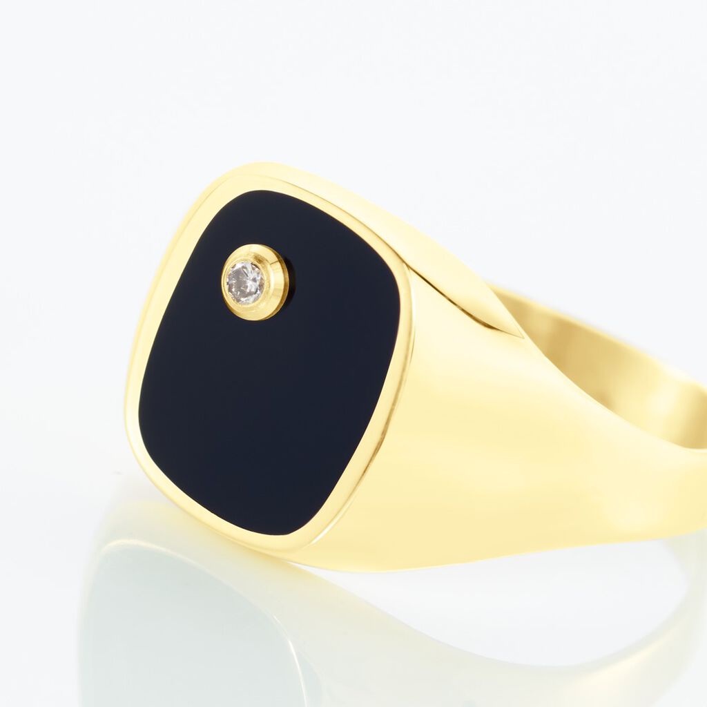 Chevalière Glynn Or Jaune Onyx Diamant - Spannringe Herren | OROVIVO