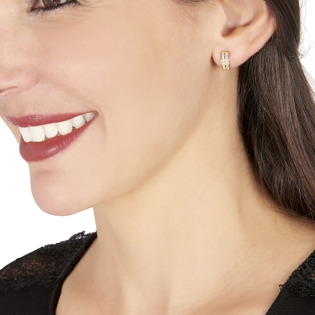 Damen Steckcreolen Gold 375 Zirkonia Jacoba - Creolen Damen | OROVIVO
