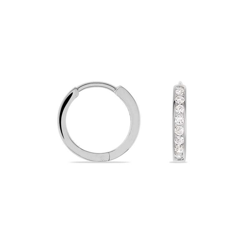 ARIANE 2 Damen Creolen Wei&szlig;gold 333 (8 Karat) Zirkonia Wei&szlig; - Creolen Damen | OROVIVO