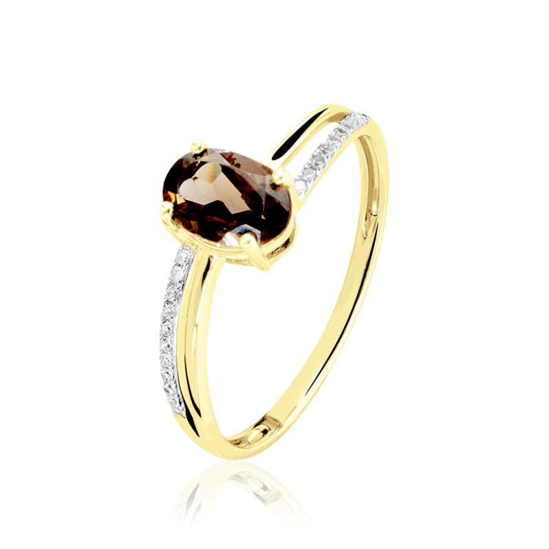 Bague Yuki Or Jaune Quartz Et Diamant - Spannringe Damen | OROVIVO