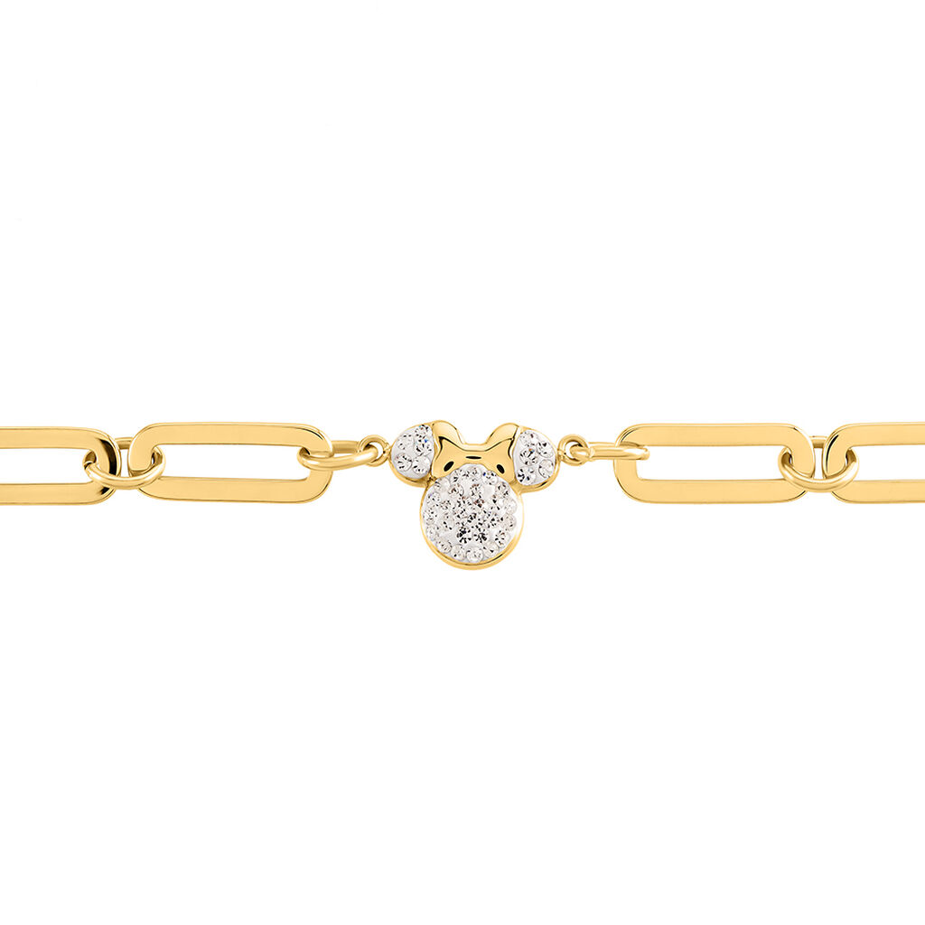 Damen Armband Edelstahl vergoldet Kristall Weiß Fantasiecharakter Mouse - Armbänder mit Anhänger Damen | OROVIVO