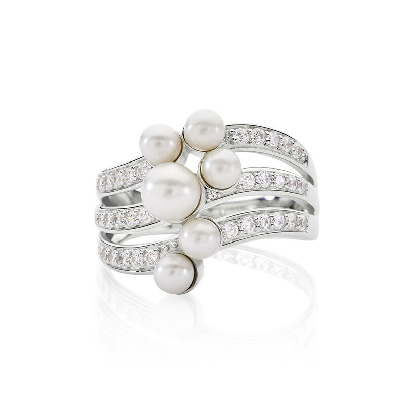 Meraviglioso Damen Ring Silber 925 Zuchtperle Wei&szlig; 0,95 ct Kreis - Solit&auml;rringe Damen | OROVIVO