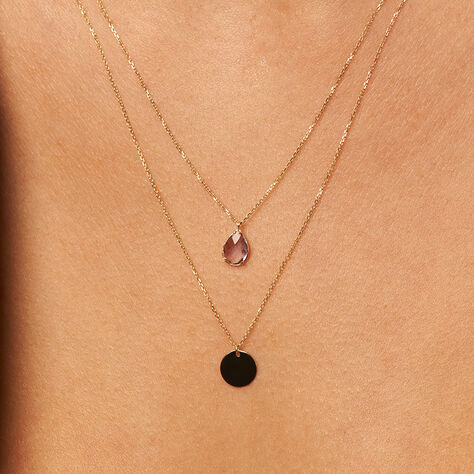 Damen Collier Gold 375 Amethyst Violett 0,12ct Tropfen Modou 2 42cm - Halsketten Damen | OROVIVO