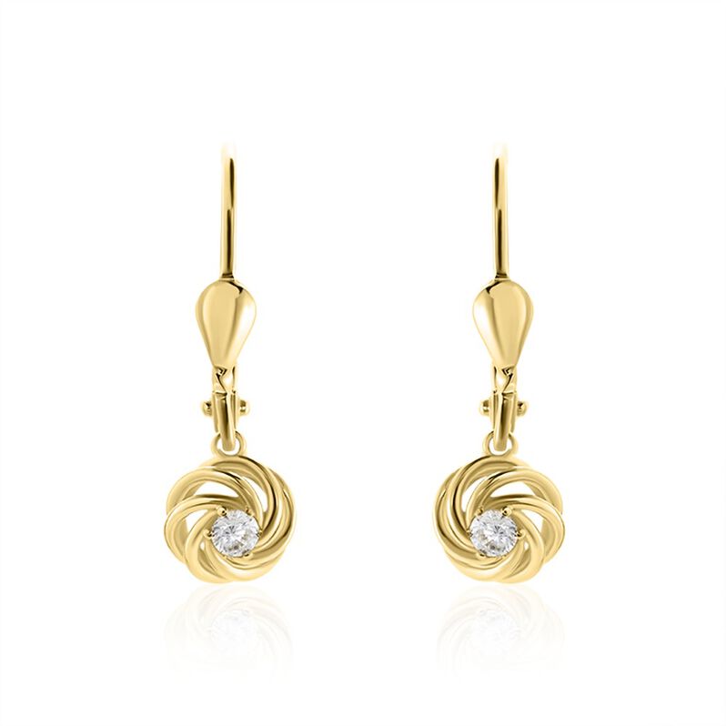  Ohrringe Lang Gold 375 Zirkonia Brigitte 7 7,00mm 2,2cm - Ohrhänger  | OROVIVO