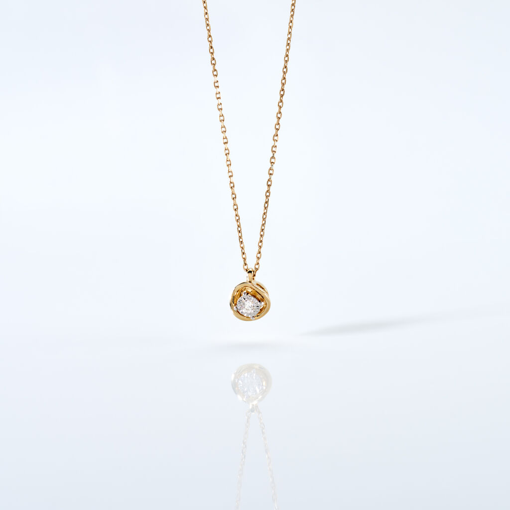 LISELOTTE Damen Collier Gold 375 (9 Karat) Diamant Wei&szlig; 0,04 ct Blume