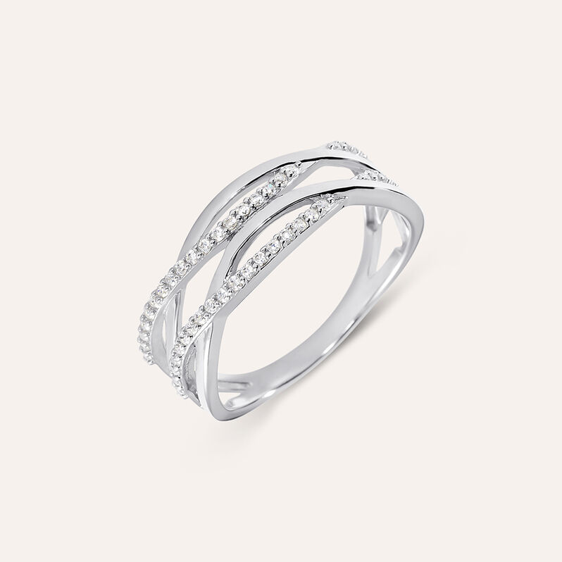 Anello Fantasia Silver Shine Argento Rodiato Cubic Zirconia - Spannringe Damen | OROVIVO