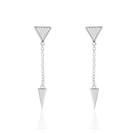 Damen Ohrstecker Lang Silber 925 Zirkonia Dreieck - Ohrstecker lang Damen | OROVIVO