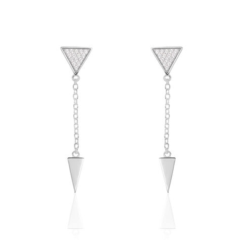 Damen Ohrstecker Lang Silber 925 Zirkonia Dreieck - Ohrringe mit Stein Damen | OROVIVO