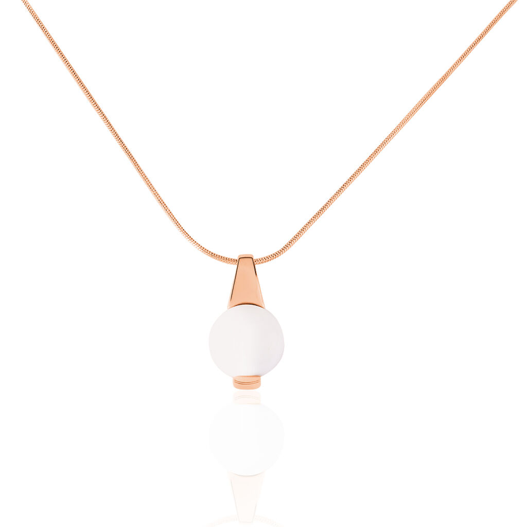 FILIPINKA Damen Collier Edelstahl rosevergoldet Achat Weiß 2,5 ct Ball - Halsketten Damen | OROVIVO