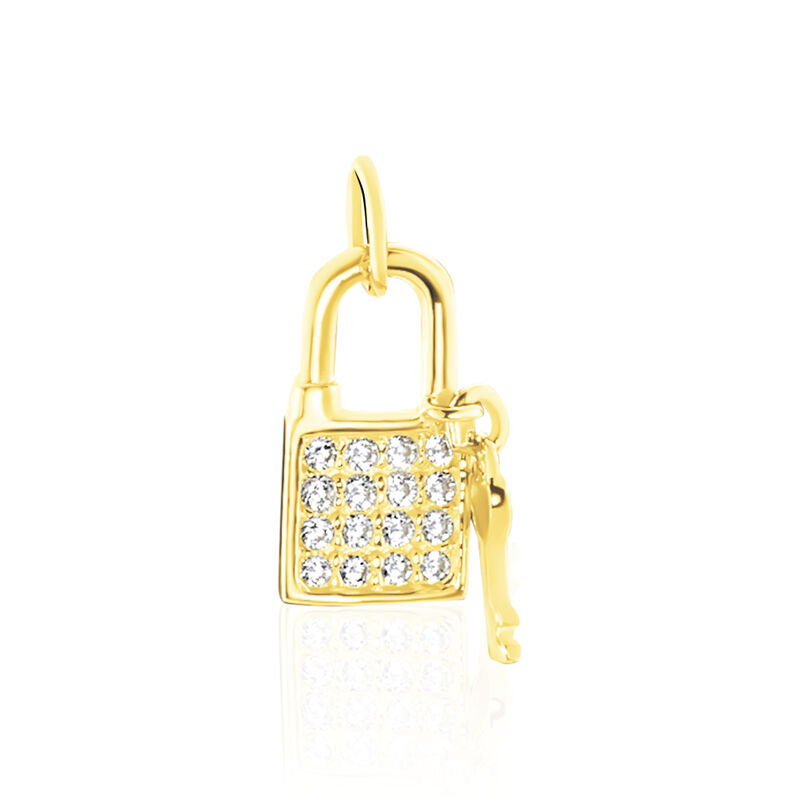 Anh&auml;nger Gold 375 Zirkonia Schloss Schl&uuml;ssel  - Schmuckanh&auml;nger Familie | OROVIVO