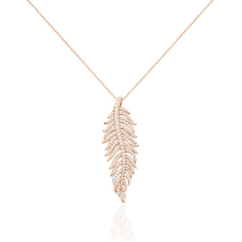 Damen Collier Silber rosevergoldet 925 Zirkonia Blatt Love Natural - Halsketten Damen | OROVIVO