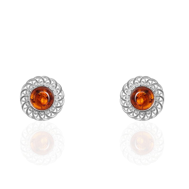 Boucles D'oreilles Puces Cirine Argent Blanc Ambre - Spannringe Damen | OROVIVO