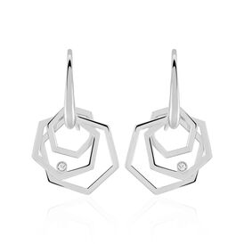 Damen Ohrhänger Silber 925 Diamant 0,02ct Sechseck - Ohrhänger Damen | OROVIVO