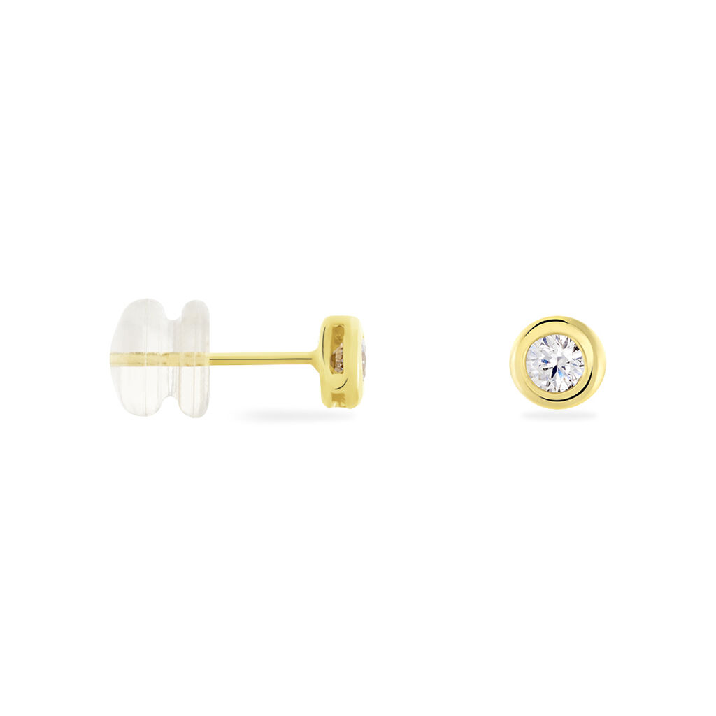 TALIA 2 ZARGE Damen Ohrstecker Gold 375 (9 Karat) Zirkonia Wei&szlig; 0,38 ct Kreis