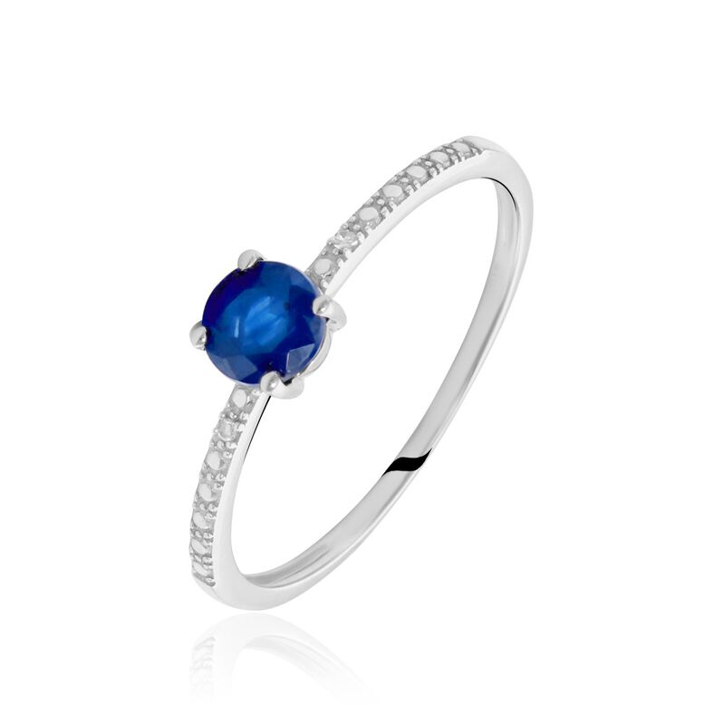 Bague Farima Or Blanc Saphir Et Diamant - Spannringe Damen | OROVIVO