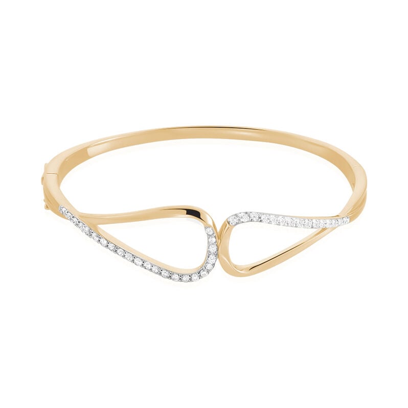 CORRI Damen Armreif / Armspange Vergoldet Zirkonia Wei&szlig; Tropfen B 50 mm - Armreifen Damen | OROVIVO