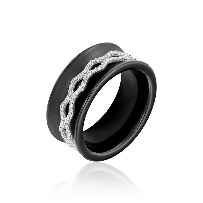 Bague Lyzea Or Blanc Oxyde De Zirconium Et Céramique - Spannringe Damen | OROVIVO