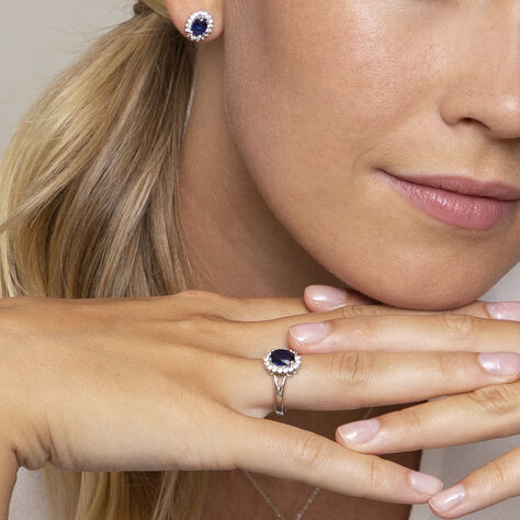 Damen Ring Silber Silber 925 Glas Blau Sinya  - Ringe mit Stein Damen | OROVIVO