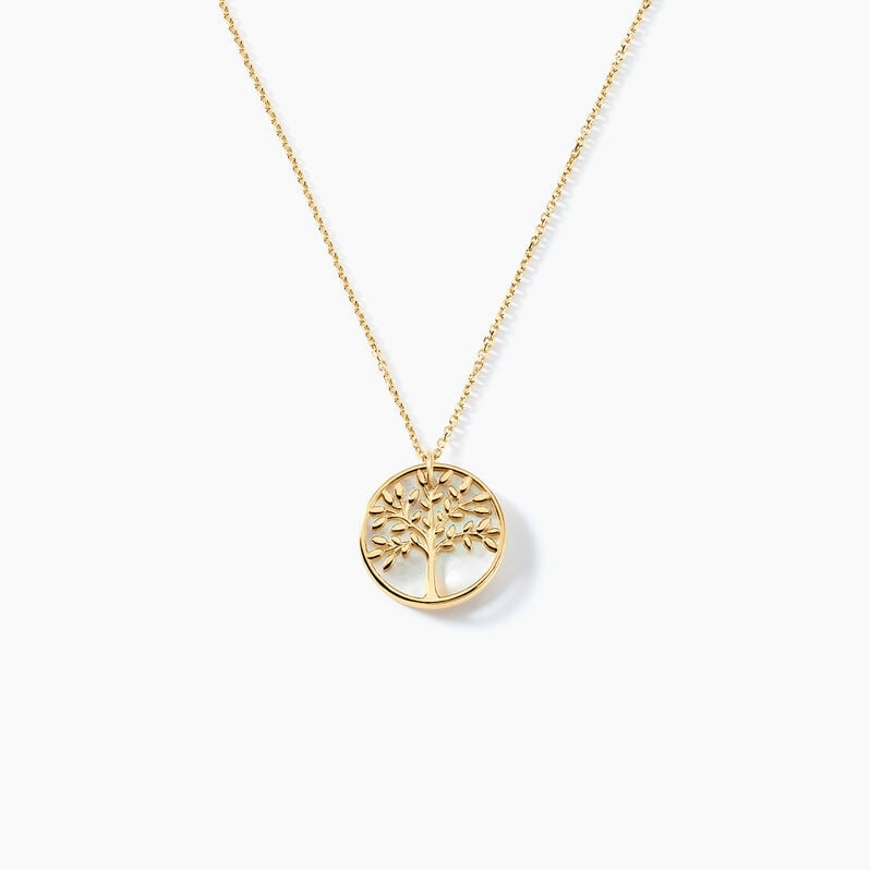 Collier Or Jaune Noamie Fond Nacre Arbre De Vie - Spannringe Damen | OROVIVO