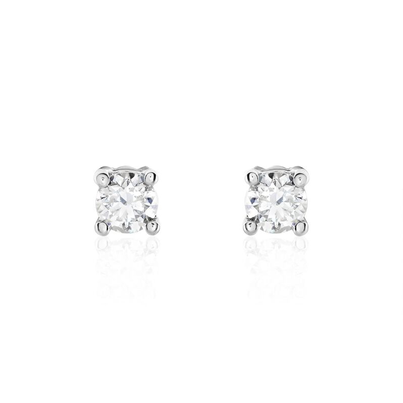 Boucles D'oreilles Puces Victoria Or Blanc Diamant - Spannringe Damen | OROVIVO