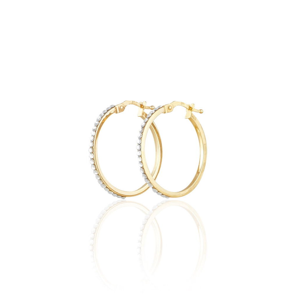 TYHANA Damen Creolen Gold 375 (9 Karat) Strass Wei&szlig; B 2 mm