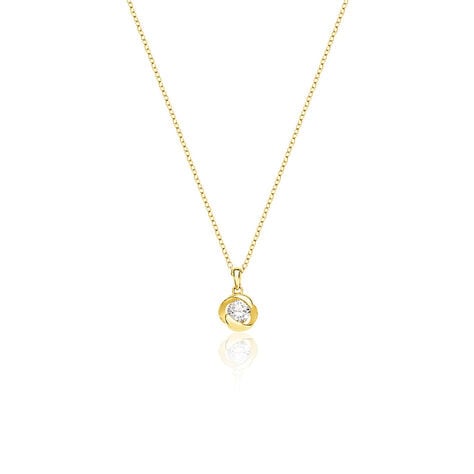 LUCY Damen Collier Silber vergoldet 925 Zirkonia Weiß 0,87 ct Blume - Halsketten Damen | OROVIVO