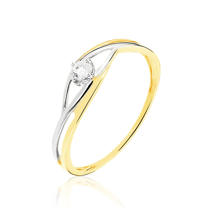 Anello Solitario Claire Oro Bicolore Cubic Zirconia - Spannringe Damen | OROVIVO