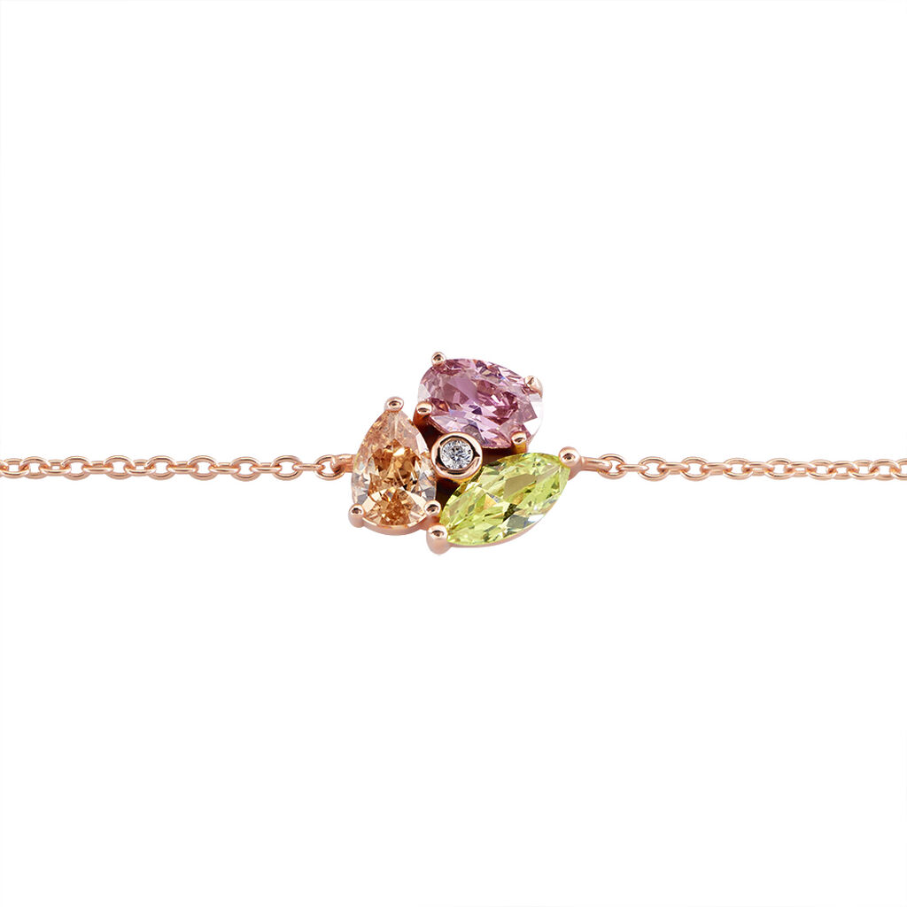 Damen Armband Silber rosevergoldet 925 Zirkonia Blume Blumena - Armbänder mit Anhänger Damen | OROVIVO
