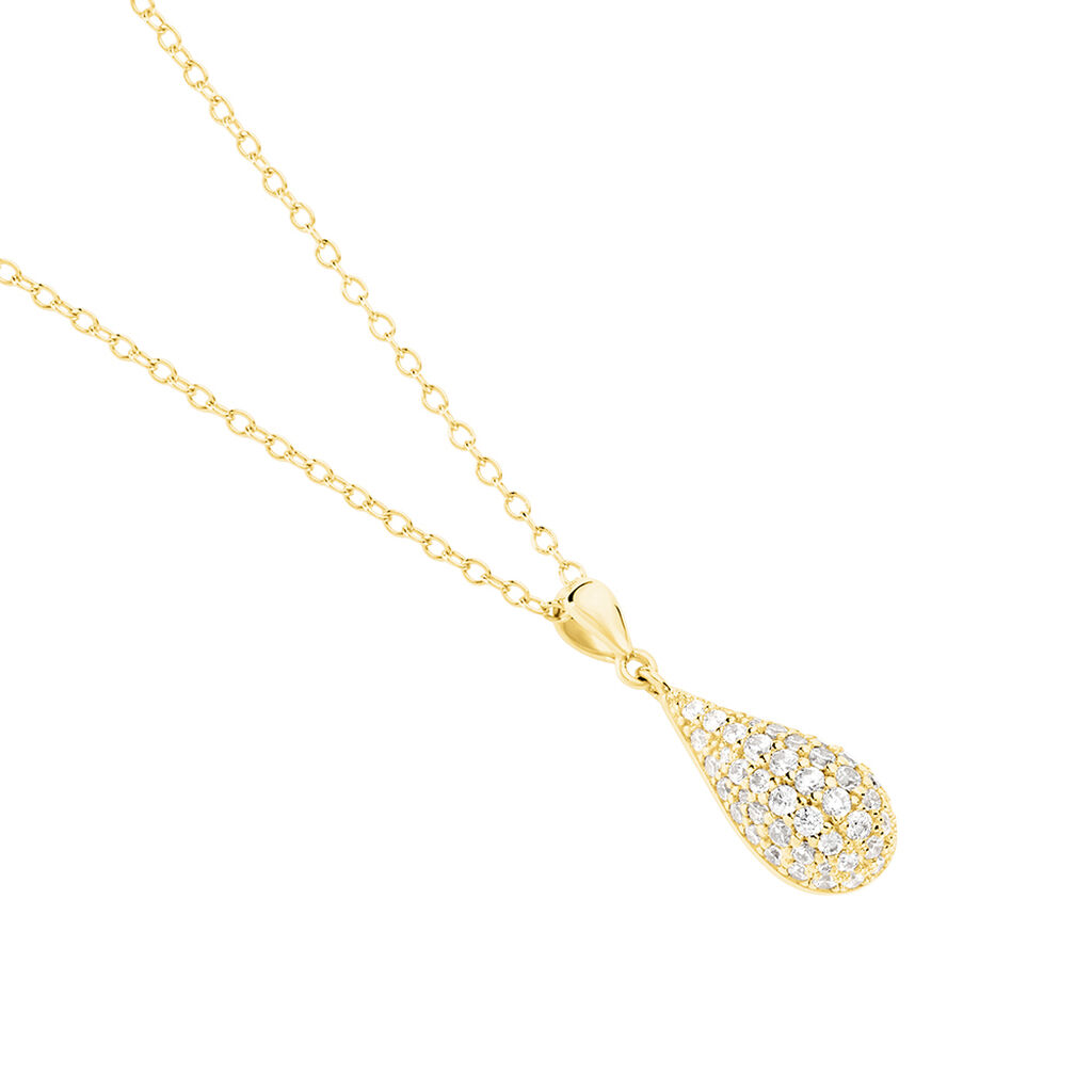 ELANI Damen Collier Silber vergoldet 925 Zirkonia Wei&szlig; 0,28 ct Tropfen