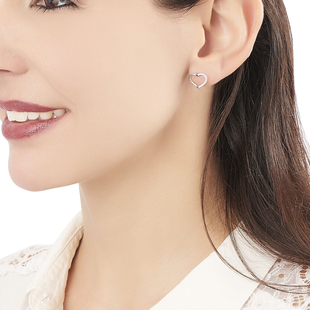 Damen Ohrstecker Silber 925 Zirkonia Herz - Ohrstecker Damen | OROVIVO