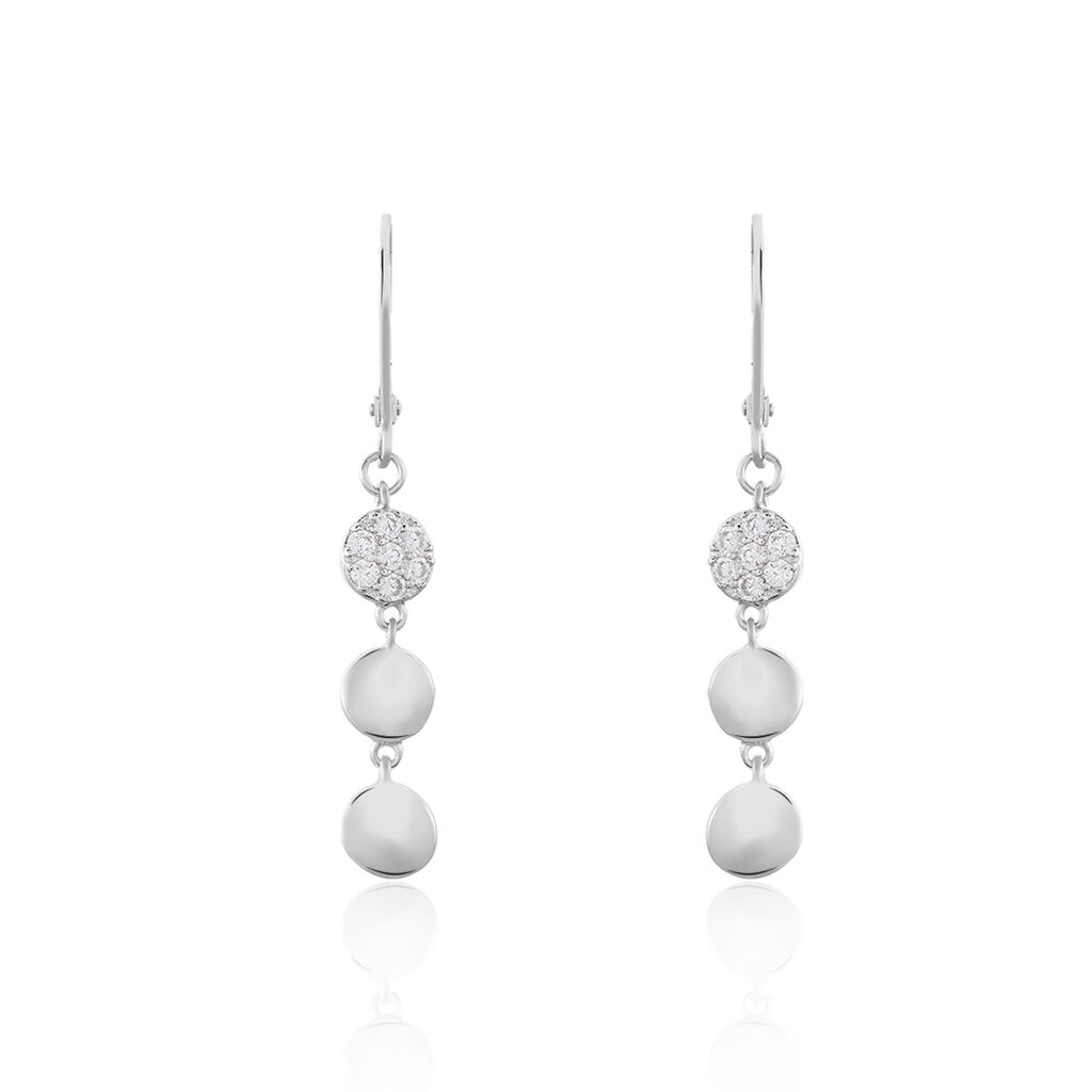 DOTS Damen Ohrringe Lang Silber 925 Zirkonia Weiß 0,64 ct Kreis, Ohrringe Lang mit Stein