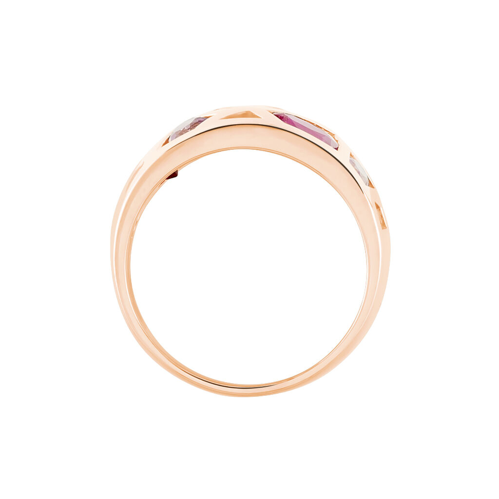 Bague Mosaique Or Rose Amethyste Et Rhodolite Et Saphir - Spannringe Damen | OROVIVO