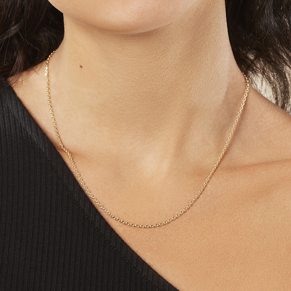 Unisex Ankerkette Gold 375 Diamantiert  - Halsketten Unisex | OROVIVO