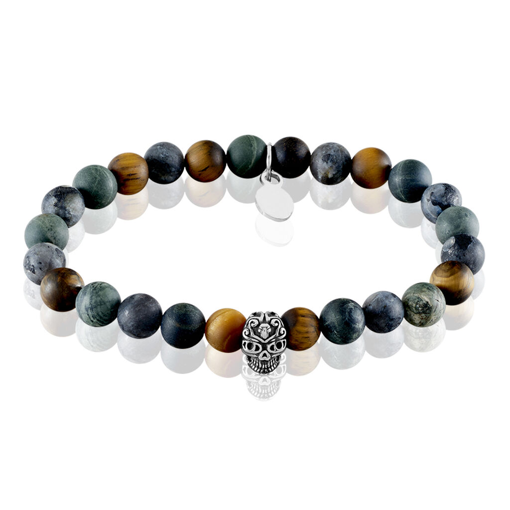 🦚 Herrenarmband Edelstahl Labradorit Jaspis, Armband mit Stein