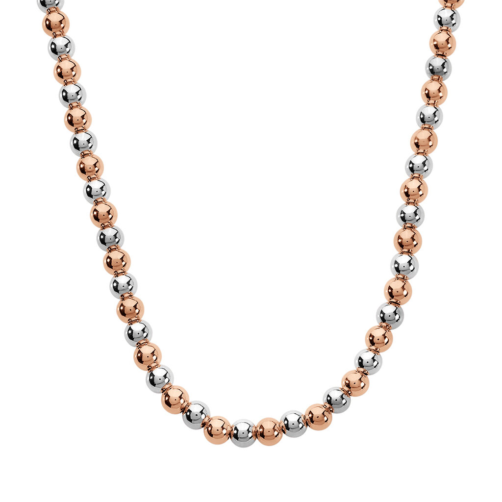 ZAYLA Damen Collier Silber Bicolor Silber/Ros&eacute;gold 925 Ball B 5 mm