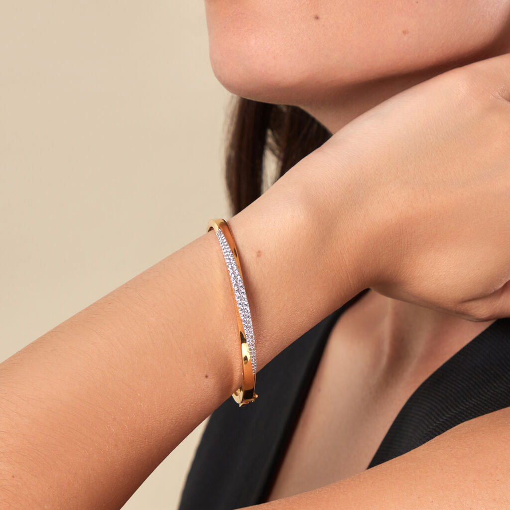 NURTEN Damen Armreif / Armspange Vergoldet Zirkonia Wei&szlig;