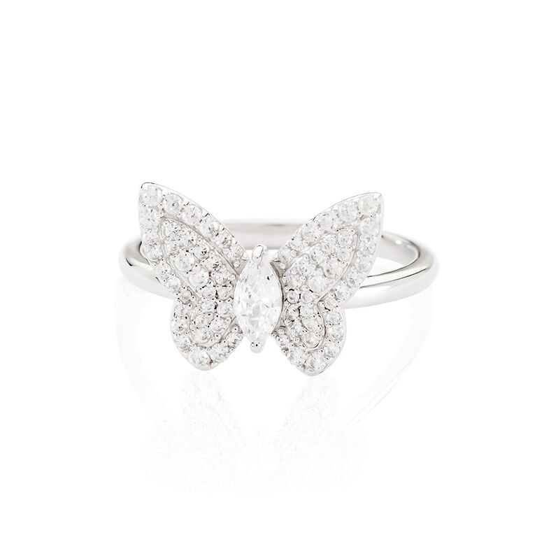 SUNA Damen Ring Silber 925 Zirkonia Wei&szlig; 0,34 ct Schmetterling - Verlobungsringe Damen | OROVIVO