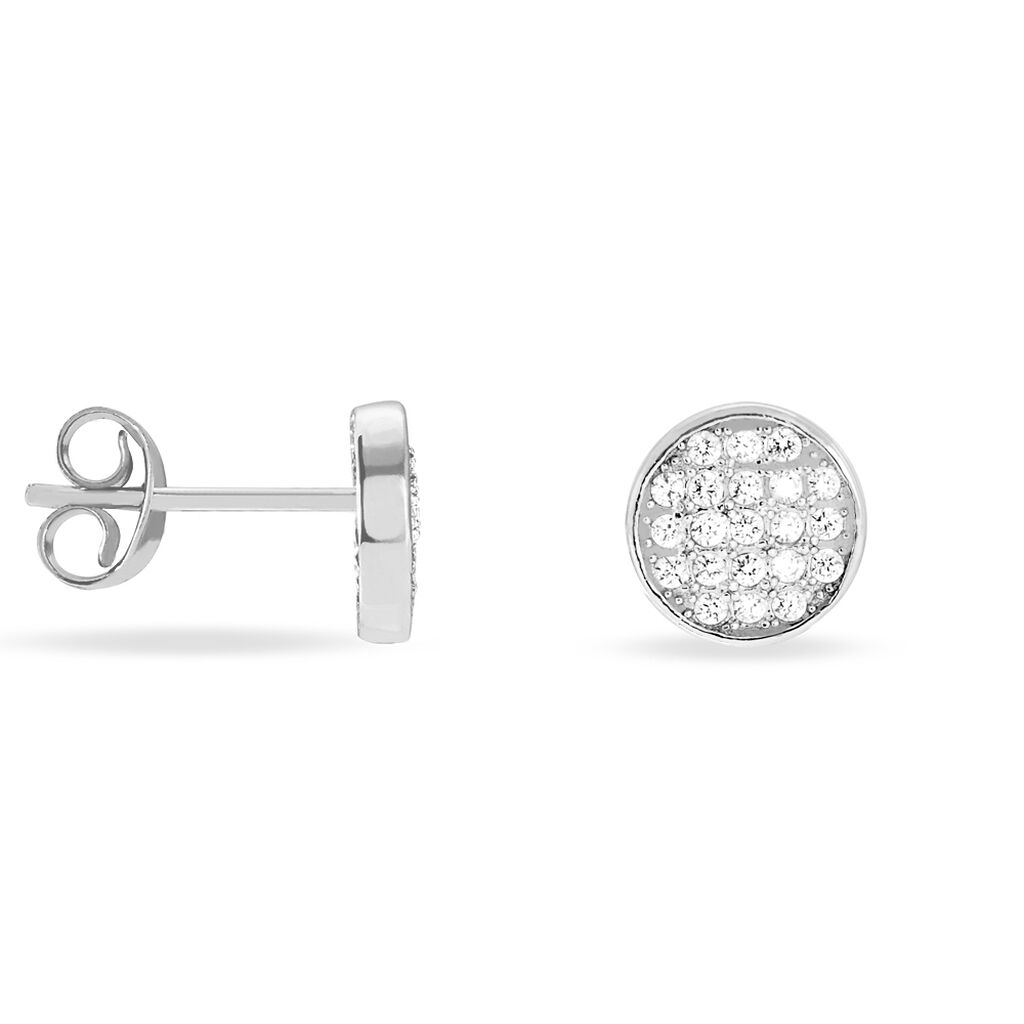 YESIM Damen Ohrstecker Silber 925 Zirkonia Wei&szlig; 0,14 ct Kreis