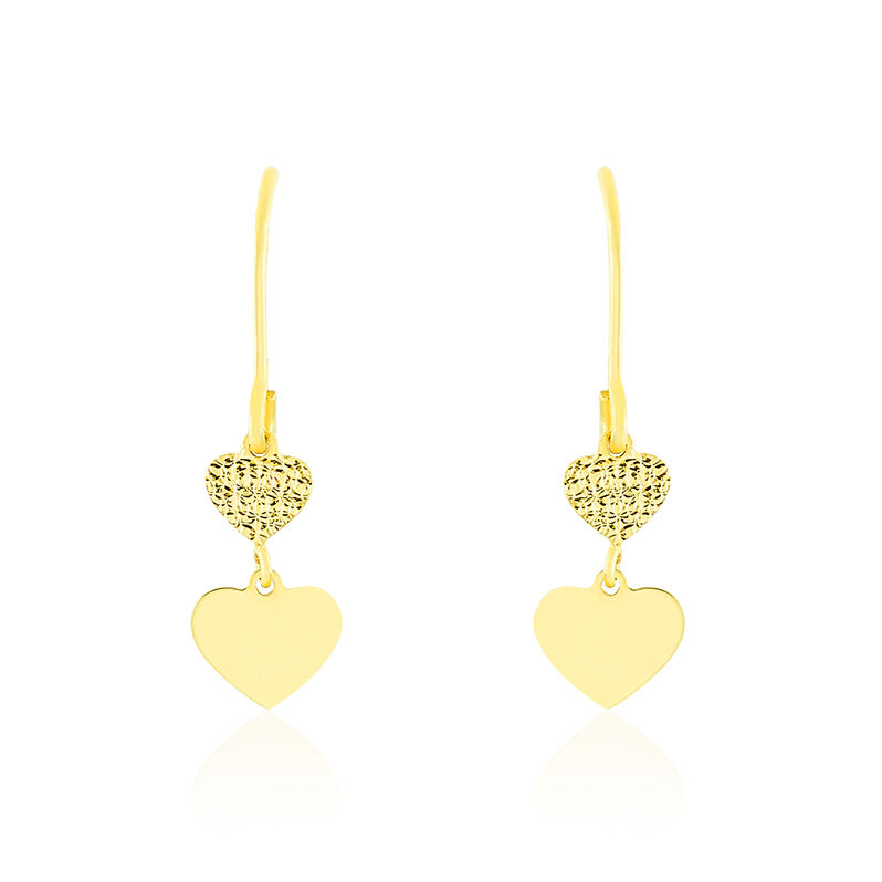 Boucles D'oreilles Or Jaune Nelliana Double Cœurs Martele - Spannringe Damen | OROVIVO