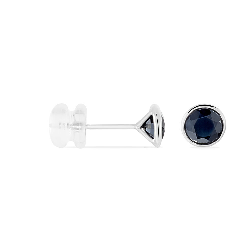 Damen Ohrstecker Weißgold 375 Saphir Schwarz Edy Zarge 2  - Ohrstecker Damen | OROVIVO