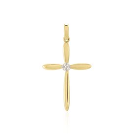 Kreuz Anhänger Gold 375 Zirkonia Diamant 0,01ct Pua - Kreuzanhänger  | OROVIVO