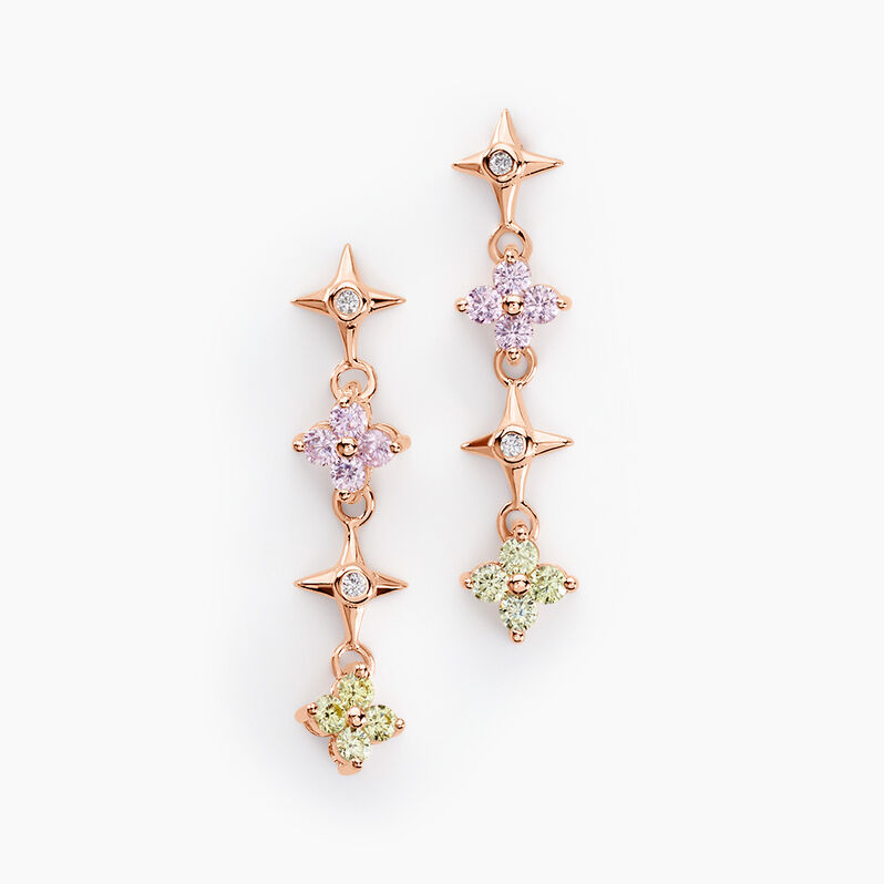 Boucles D'oreilles Pendantes Nimbe Argent Rose Oxyde De Zirconium - Spannringe Damen | OROVIVO