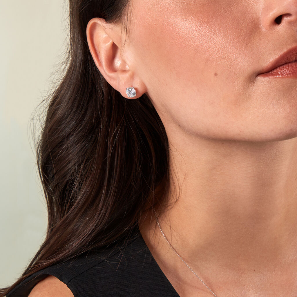 KRAPPE 4 Damen Ohrstecker Wei&szlig;gold 375 (9 Karat) Zirkonia Wei&szlig; 4,7 ct