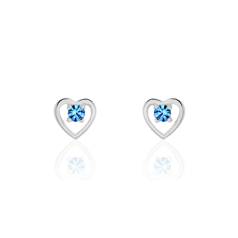 Kinder Ohrstecker Silber 925 Blauer Kristall Herz - Ohrstecker Kinder | OROVIVO