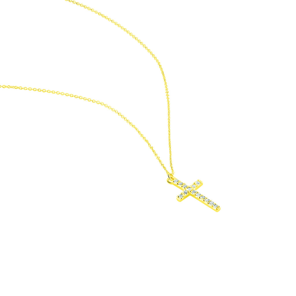 Damen Collier Gold 375 Zirkonia Religiöses Kreuz Livia - Halsketten Damen | OROVIVO