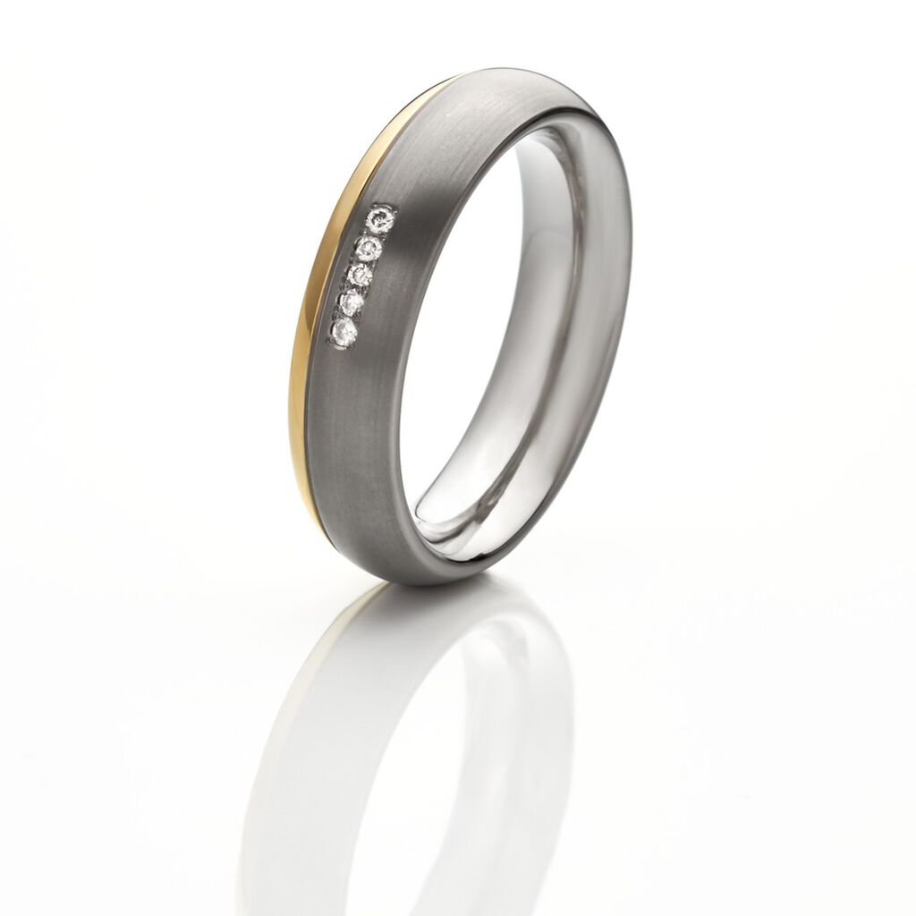 BOCCIA Damenring Titan Bicolor Diamanten 0,015ct 0131-0454 - Eheringe mit Stein Damen | OROVIVO