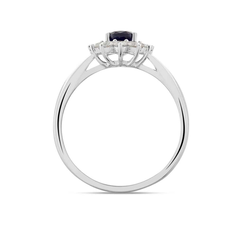 Kate Damen Ring Wei&szlig;gold 375 (9 Karat) Saphir Blau 0,9 ct Oval