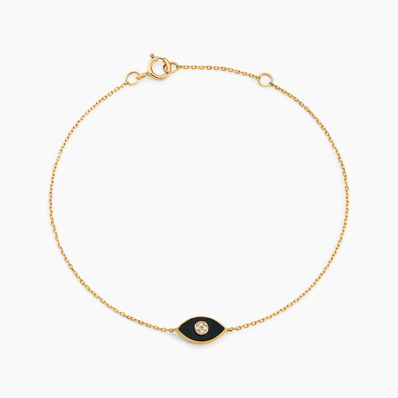 Bracelet Anubis Or Jaune Onyx Diamant - Spannringe Damen | OROVIVO