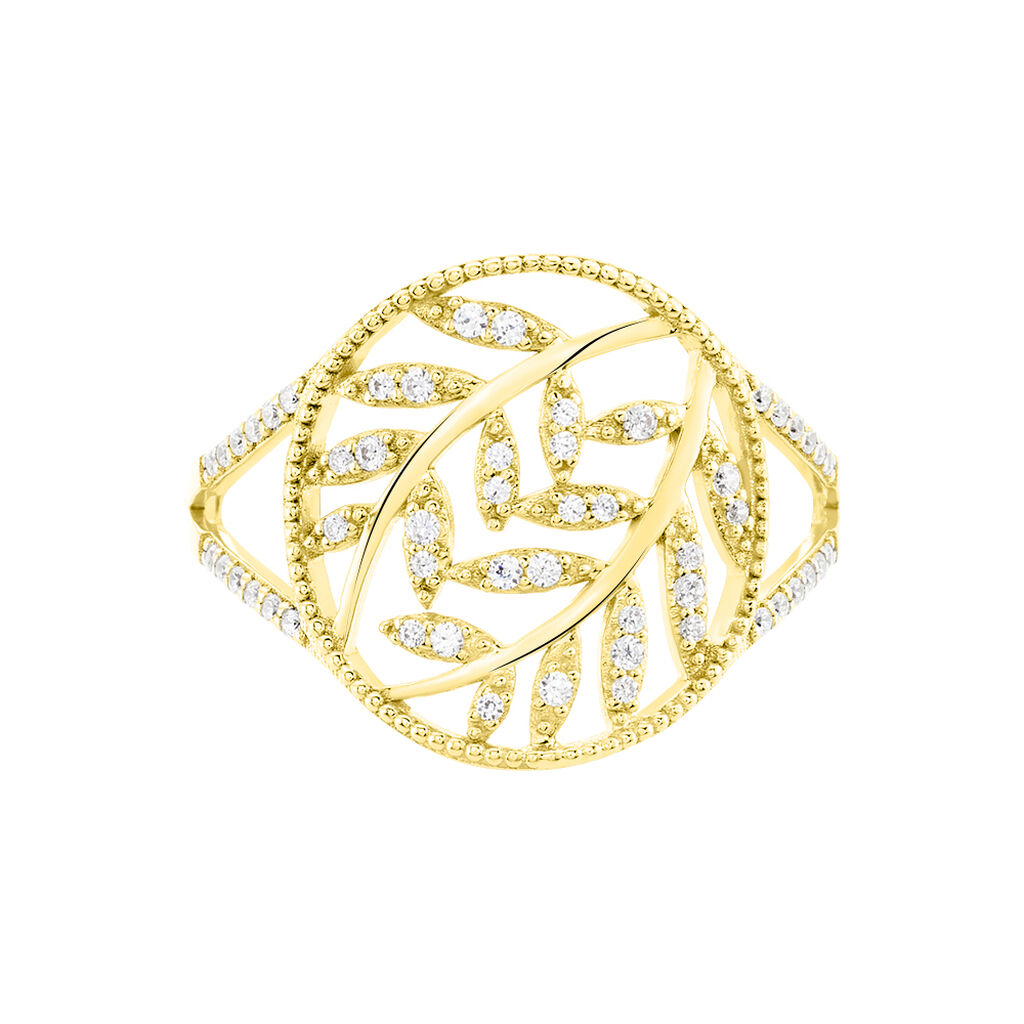 Bague Or Jaune Lucianise Feuille Oxyde - Spannringe Damen | OROVIVO