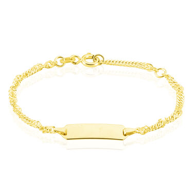 SINGAPUR ID Kinder ID Armband Gold 375 (9 Karat) Rechteckig